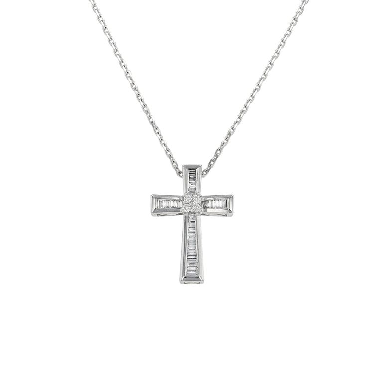 Collier croix diamants 0.25 carat or blanc 4.22g Comme neuf -  reconditionné disponible sur Gemme Les Bijoux
